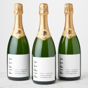 Étiquettes Pour Bouteilles De Vin Mousseux Moderne Cinquante ans et Fantastique Fête d'annive