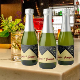Étiquettes Pour Bouteilles De Vin Mousseux Moderne Elégant Diamant d'Or Personnalisé Mariage