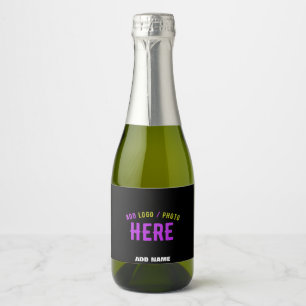 ÉTIQUETTES POUR BOUTEILLES DE VIN MOUSSEUX MODERNE ET MODERNE PERSONNALISABLE NOIR VÉRIFIÉ