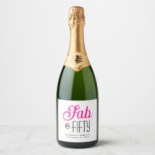Étiquettes Pour Bouteilles De Vin Mousseux Moderne Gras Cinquante & Incroyable Fête d'anniver