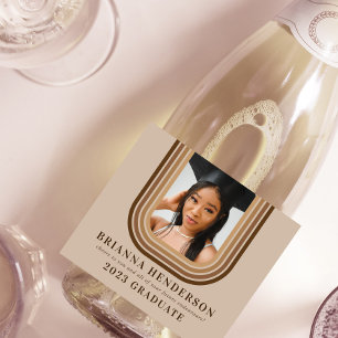 Étiquettes Pour Bouteilles De Vin Mousseux Moderne Retro Brown et Neutre Graduation