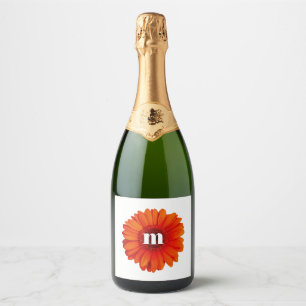 Étiquettes Pour Bouteilles De Vin Mousseux Monogramme initial Gerbera Daisy