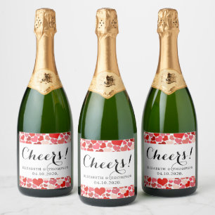 Étiquettes Pour Bouteilles De Vin Mousseux Motif Des Coeurs, Coeurs Rouges, Amour, Mariage