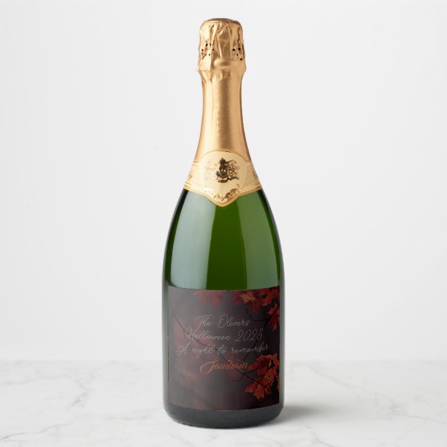 Étiquettes Pour Bouteilles De Vin Mousseux Nature mystique Fête d'Halloween (Devant)