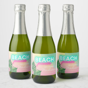 Étiquettes Pour Bouteilles De Vin Mousseux Neon Beach S'Il Vous Plaît Bachelorette Gradient T