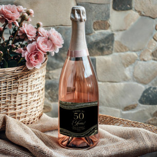 Étiquettes Pour Bouteilles De Vin Mousseux Noces de Nacre et d'Or 50 Ans de Mariage