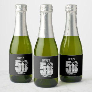 Étiquettes Pour Bouteilles De Vin Mousseux Noir 50ème N'importe quel âge fête d'anniversai