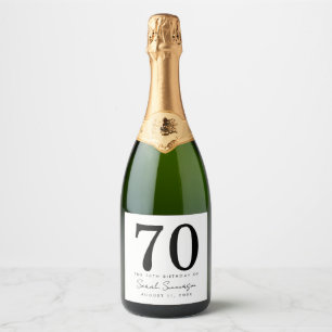 Étiquettes Pour Bouteilles De Vin Mousseux Noir Blanc Nom Date Soixante-dix 70e Fête d'annive