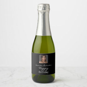 Étiquettes Pour Bouteilles De Vin Mousseux Noir Blanc Personnalisé Nom Photo Script Mini Sp