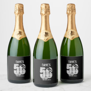 Étiquettes Pour Bouteilles De Vin Mousseux Noir Personnalisé 50ème N'Importe Quel Anniversair