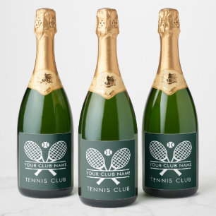 Étiquettes Pour Bouteilles De Vin Mousseux Nom moderne de club de tennis vert personnalisé