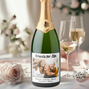 Étiquettes Pour Bouteilles De Vin Mousseux Noms de photos d'amies modernes simples pour une f