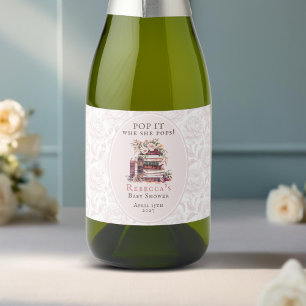 Étiquettes Pour Bouteilles De Vin Mousseux Nouveau chapitre baby shower Pop it, quand elle po