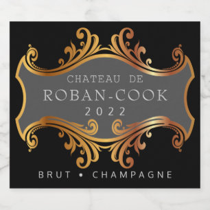 Étiquettes Pour Bouteilles De Vin Mousseux Or élégant