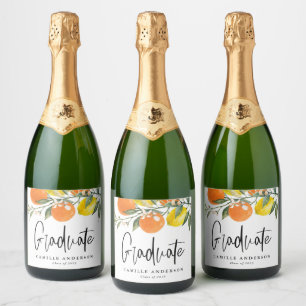 Étiquettes Pour Bouteilles De Vin Mousseux Oranges botaniques et citrons agrumes
