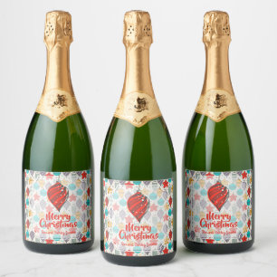 Étiquettes Pour Bouteilles De Vin Mousseux Ornements d'arbre de Noël vintage