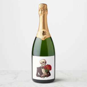 Étiquettes Pour Bouteilles De Vin Mousseux Os de Louvain - Drôle squelette romantique
