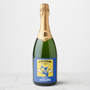 Étiquettes Pour Bouteilles De Vin Mousseux Paix En Ukraine - Amour Et Soutien
