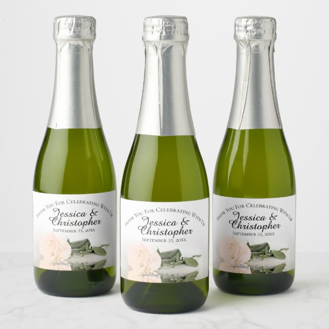 Étiquettes Pour Bouteilles De Vin Mousseux Pale Pêche Rose Classé Mariage Merci Mini (Bouteilles)