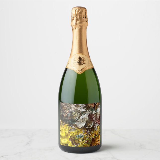 Étiquettes Pour Bouteilles De Vin Mousseux Palette de l'artiste #1 (Devant)