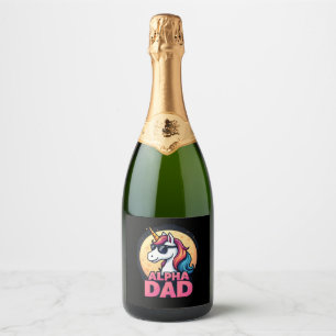 Étiquettes Pour Bouteilles De Vin Mousseux Papa licorne drôle Laufey hommes Fête des pères No
