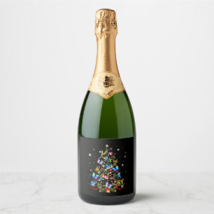 Étiquettes Pour Bouteilles De Vin Mousseux Papillon Noël Arbre Lumières Femmes Filles Noël B