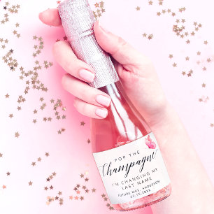 Étiquettes Pour Bouteilles De Vin Mousseux Papillon rose élégant