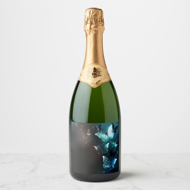 Étiquettes Pour Bouteilles De Vin Mousseux Papillons de nuit (Devant)