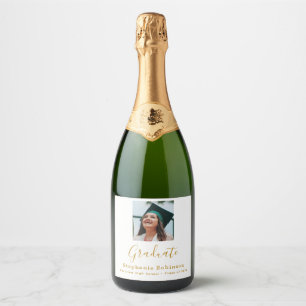 Étiquettes Pour Bouteilles De Vin Mousseux Parti de graduation moderne 2024 Photo Gold