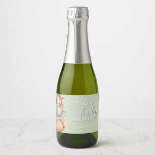 Étiquettes Pour Bouteilles De Vin Mousseux Pastel Baby shower tropical Jungle Safari Animaux