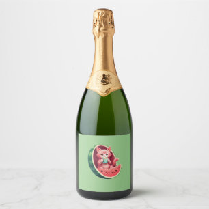 Étiquettes Pour Bouteilles De Vin Mousseux Pause café de pastèque