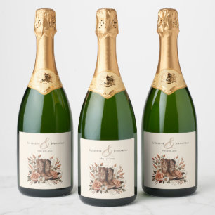 Étiquettes Pour Bouteilles De Vin Mousseux Pays élégant moderne Occidental- Fleurs