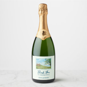 Étiquettes Pour Bouteilles De Vin Mousseux Paysage du terrain de pavot à chauffage domestique