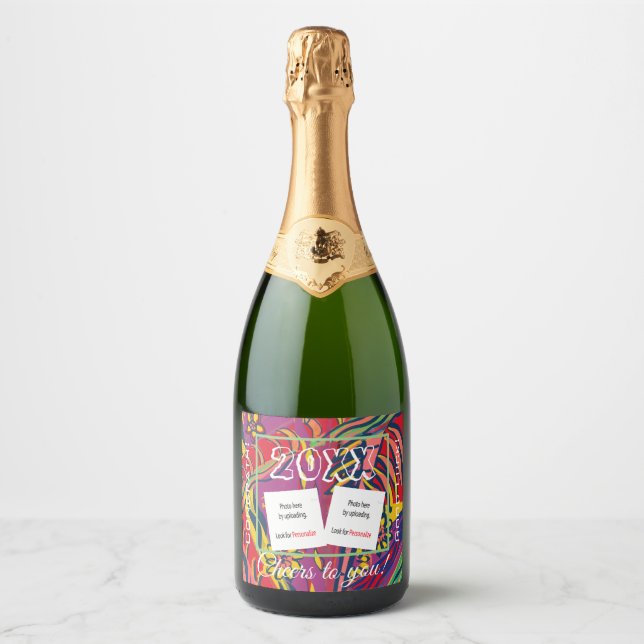 Étiquettes Pour Bouteilles De Vin Mousseux Personnaliser Photo Sparkling Vin Boisson Étiquett (Devant)