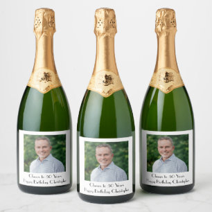 Étiquettes Pour Bouteilles De Vin Mousseux Personnalisez la fête d'anniversaire sur photo pou