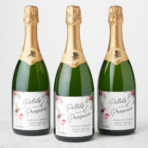 Étiquettes Pour Bouteilles De Vin Mousseux Pétales et Fête des mariées de poursuites Sparklin