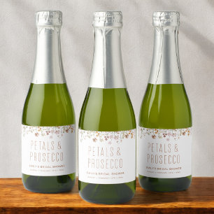 Étiquettes Pour Bouteilles De Vin Mousseux Pétales et Prosecco : Fête de Mariage aux Fleurs S