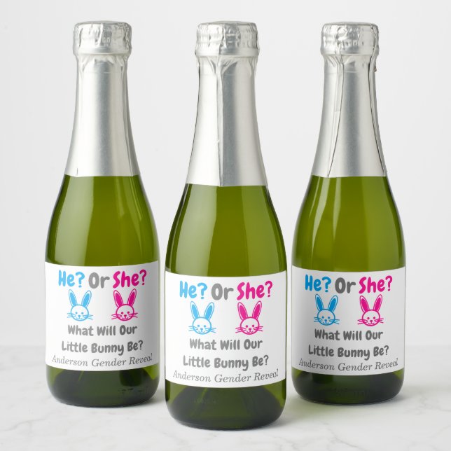 Étiquettes Pour Bouteilles De Vin Mousseux Petit Bunny Gender Reveal (Bouteilles)