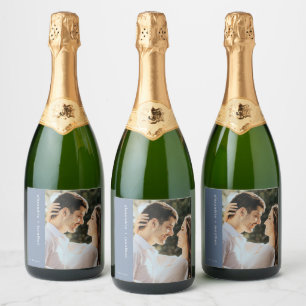 Étiquettes Pour Bouteilles De Vin Mousseux Photo de mariage de vin pétillant personnalisé mod