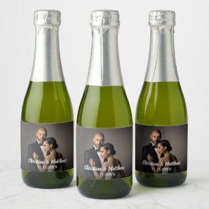 Étiquettes Pour Bouteilles De Vin Mousseux Photo d'une mariée et d'une chambre de mariage per