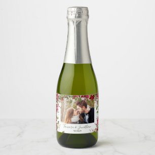 Étiquettes Pour Bouteilles De Vin Mousseux Photo Poinsettia Vin pétillant de verdure de Noël