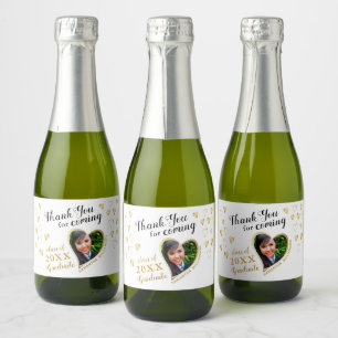 Étiquettes Pour Bouteilles De Vin Mousseux Photo White Gold Black Merci 2024 Graduation