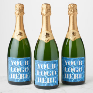 Étiquettes Pour Bouteilles De Vin Mousseux Piscine Bleu Aqua Photo pour votre logo