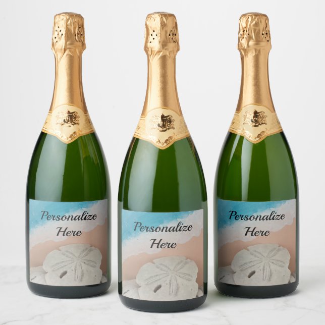 Étiquettes Pour Bouteilles De Vin Mousseux Plage Souhaite Coquillages (Bouteilles)