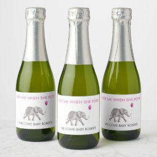 Étiquettes Pour Bouteilles De Vin Mousseux Pop Me When She Pops Baby Elephant Sparkling Wine