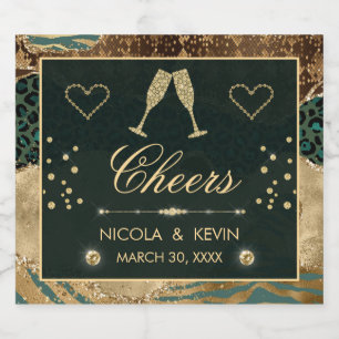 Étiquettes Pour Bouteilles De Vin Mousseux Poster de animal Gold Safari Parties scintillant M