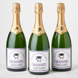 Étiquettes Pour Bouteilles De Vin Mousseux Purple Dental School Custom Graduation Party
