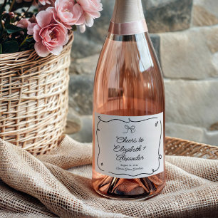 Étiquettes Pour Bouteilles De Vin Mousseux Quirky & Whimsical Bow Mariage