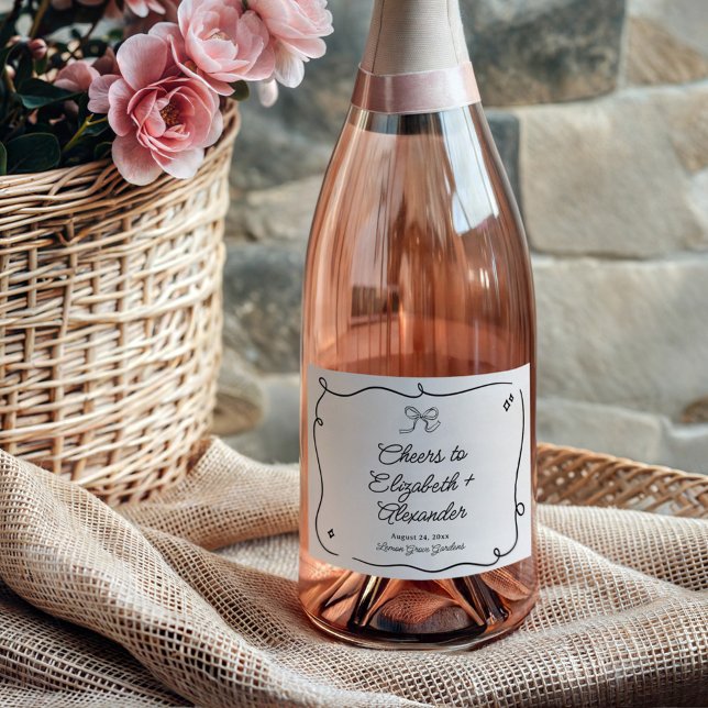Étiquettes Pour Bouteilles De Vin Mousseux Quirky & Whimsical Bow Mariage (Créateur téléchargé)
