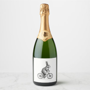 Étiquettes Pour Bouteilles De Vin Mousseux Rabbit Sur Un Vélo Bunny Vélo Vélos Hommes W